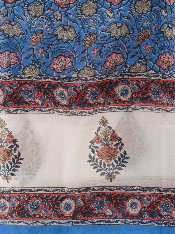 Multi color Block Printed Saree